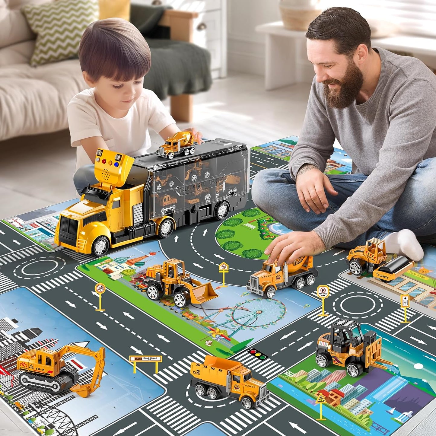 Juego de camiones de construcción