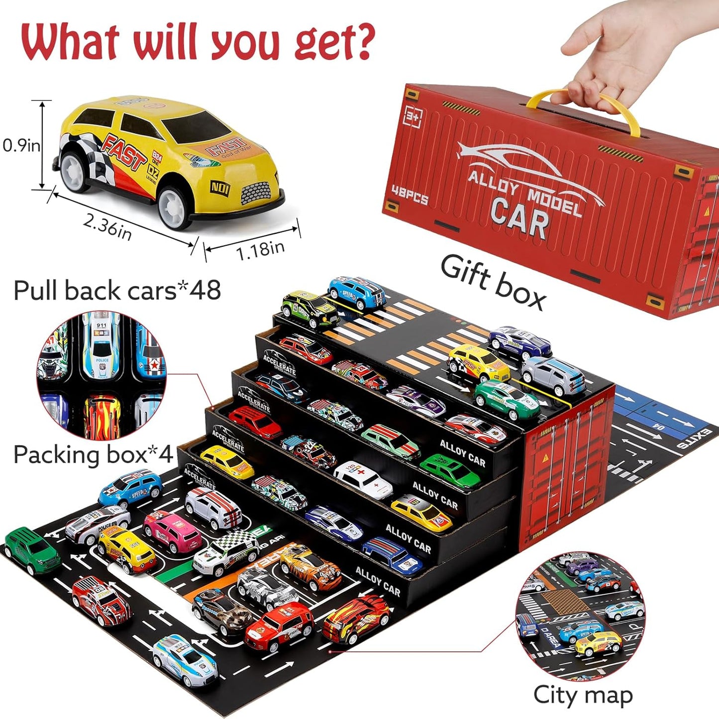 Juego de 48 piezas de autos