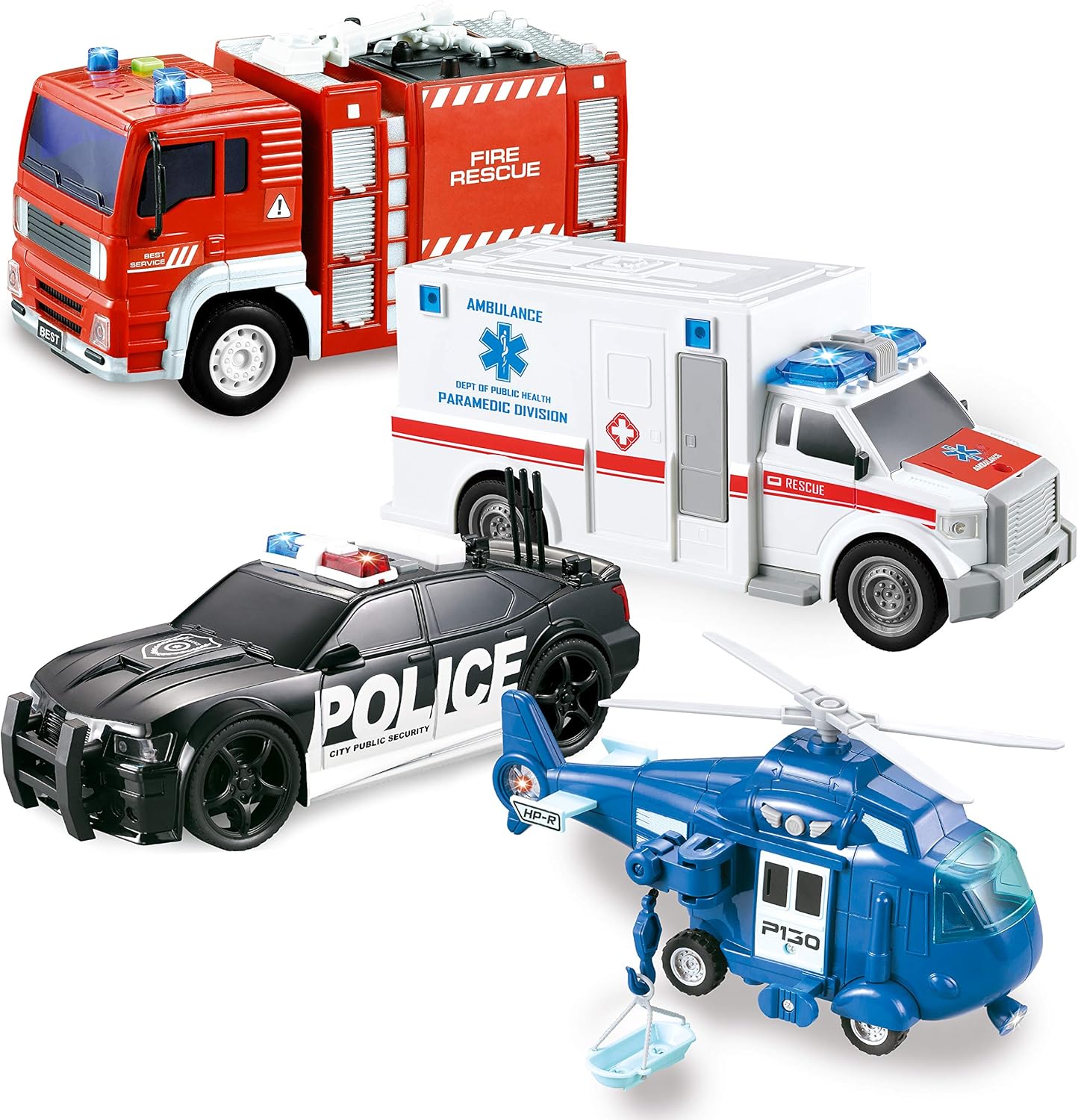 JOYIN 4 paquetes de juguetes de vehículos de emergencia